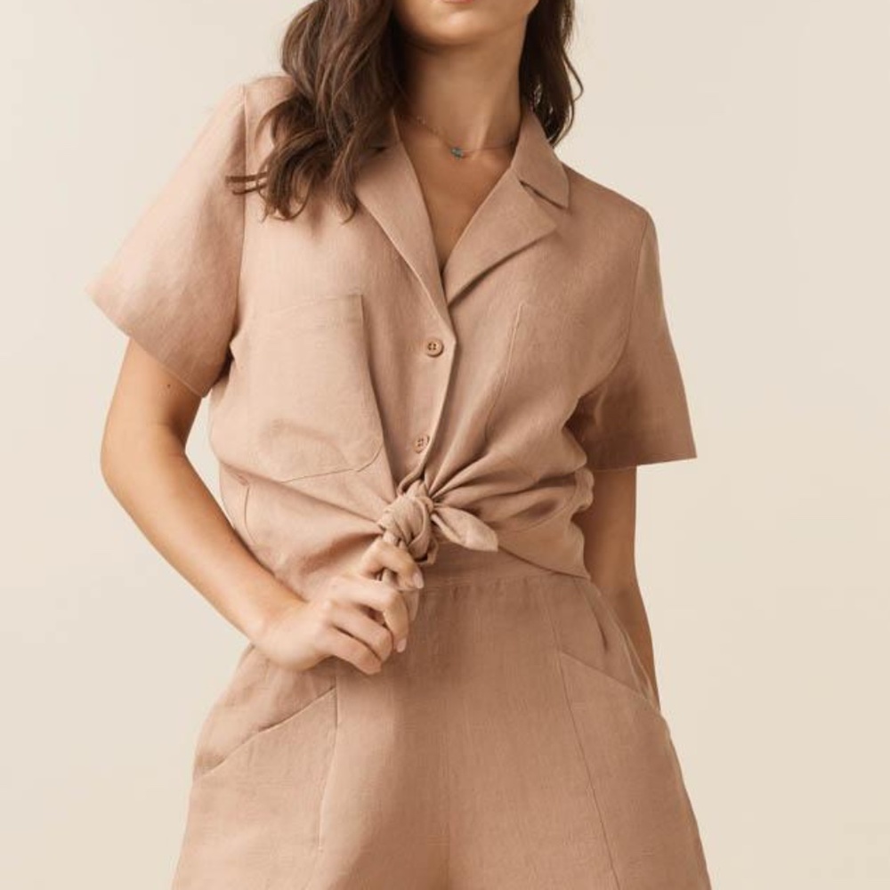 NWT Vetta The Linen Collared Shirt XS